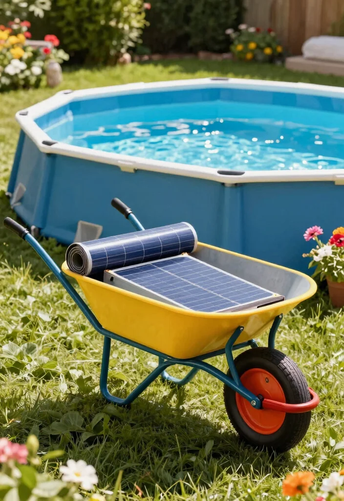 7 Smart Above Ground Pool Solar Cover Reel Ideas DIY 5. Wheelbarrow Solar Cover Reel 0