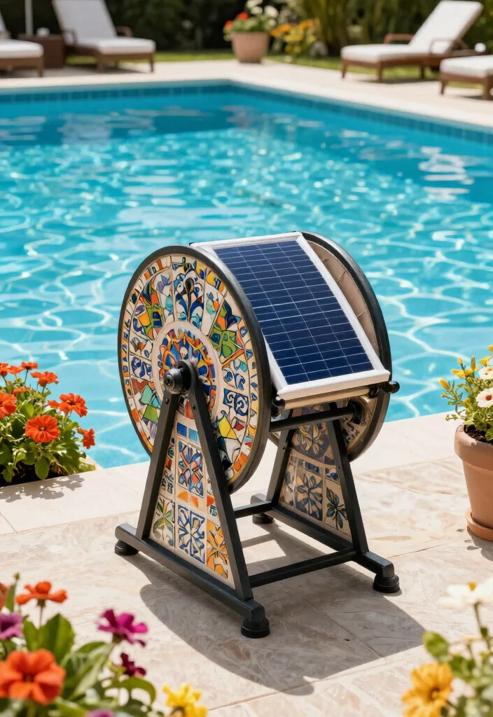 7 Smart Above Ground Pool Solar Cover Reel Ideas DIY 6. Decorative Solar Cover Reel Stand 0