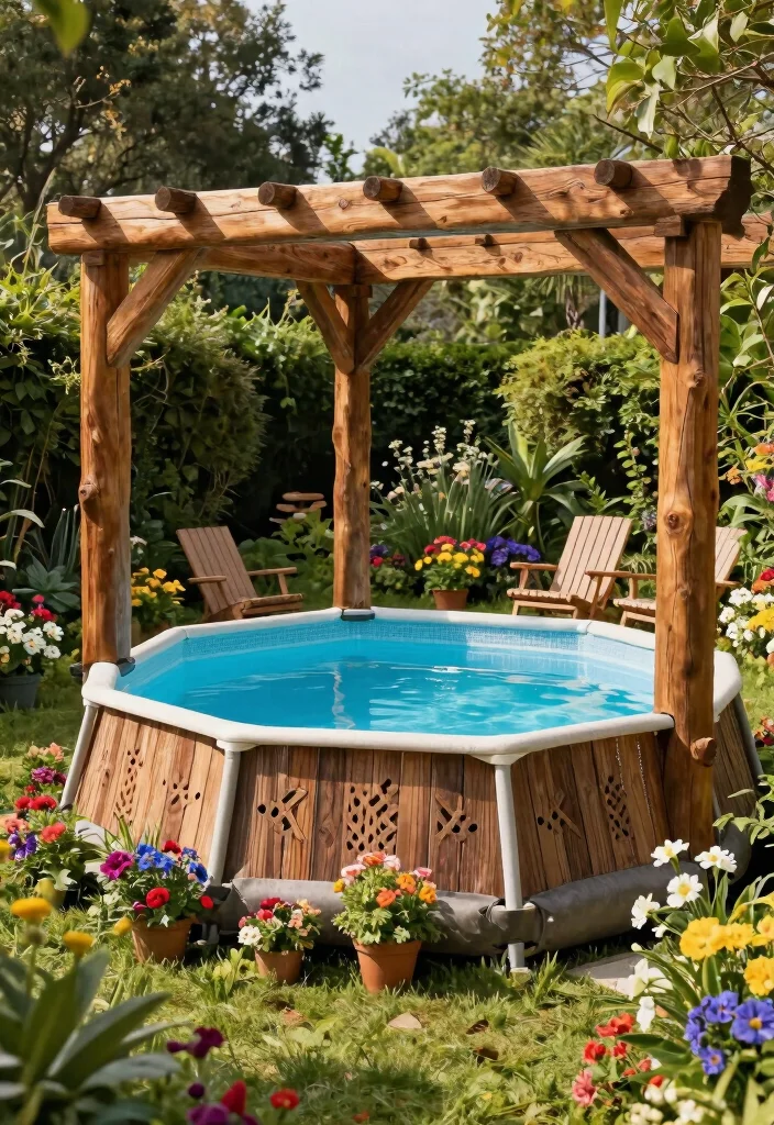 7 Sturdy Above Ground Pool Frame Ideas Custom Builds 1. Rustic Wooden Frame 0