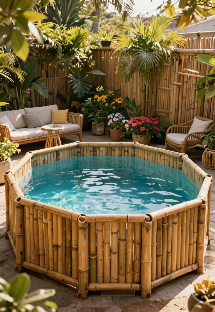7 Sturdy Above Ground Pool Frame Ideas Custom Builds 5. Eco Friendly Bamboo Frame 0