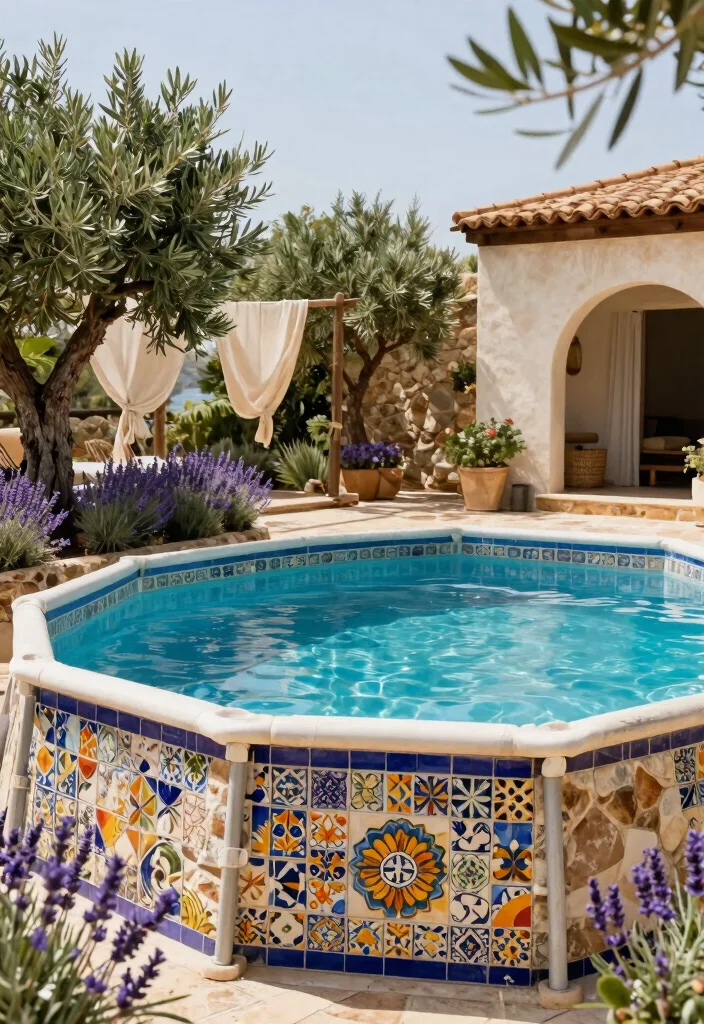 7 Sturdy Above Ground Pool Frame Ideas Custom Builds 6. Mediterranean Inspired Frame 0