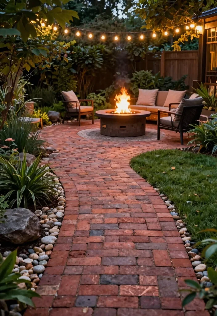 9 Best Fire Pit Flooring Ideas Fireproof and Safe 2. Stylish Brick Pathway 0