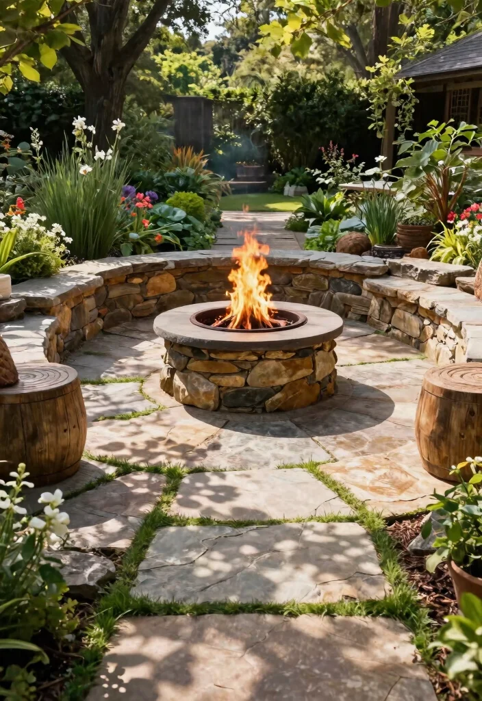 9 Best Fire Pit Flooring Ideas Fireproof and Safe 6. Timeless Flagstone 0