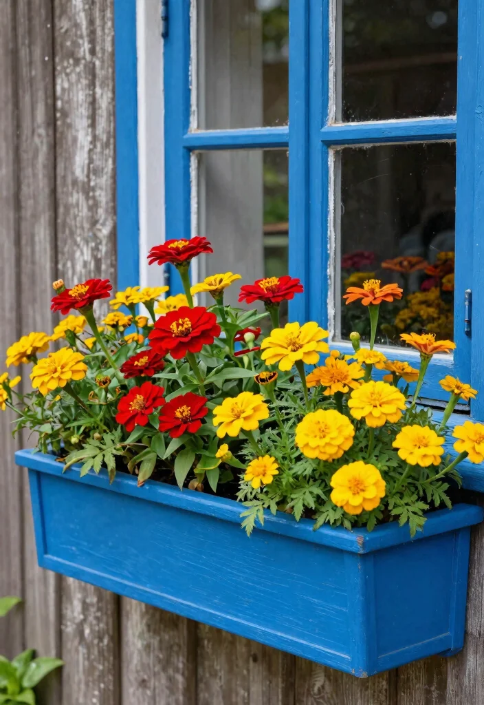 9 Charming Blue Window Box Ideas for Cottage Homes 3. Bold and Bright 0