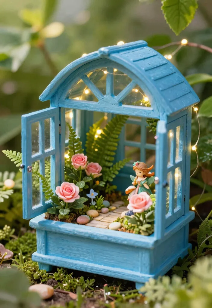 9 Charming Blue Window Box Ideas for Cottage Homes 9. Whimsical Fairy Garden 0