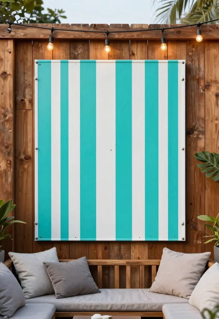 9 Classic Striped Patio Decor Ideas for a French Riviera Vibe 6. Striped Wall Art for Visual Interest 0