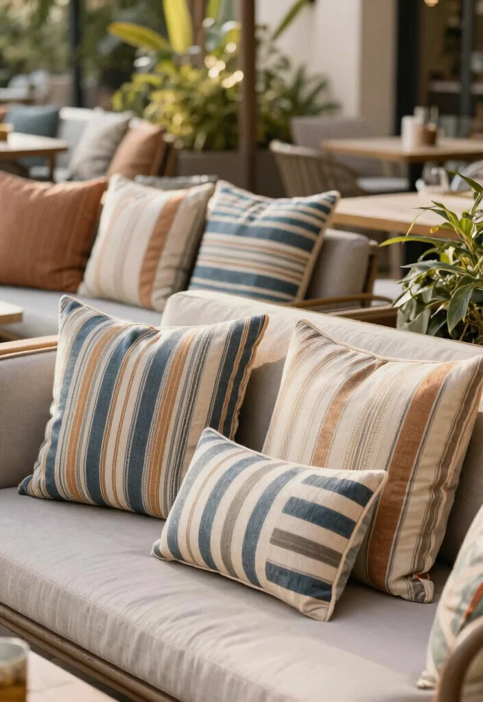 9 Classic Striped Patio Decor Ideas for a French Riviera Vibe 8. Striped Pillows for Extra Comfort 0