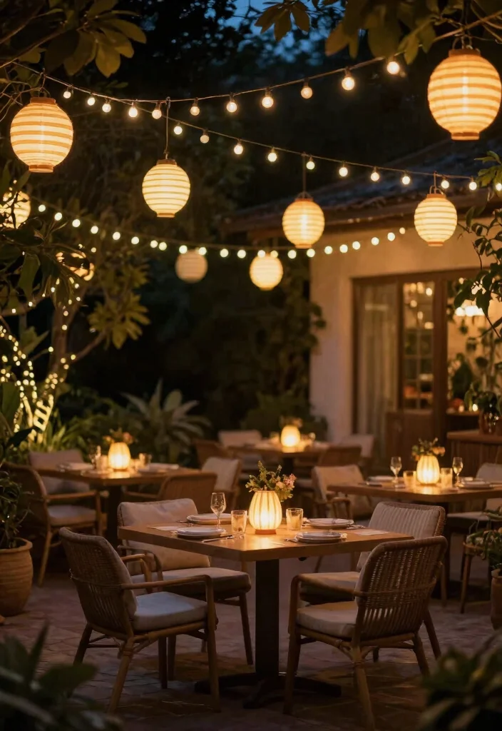9 Classic Striped Patio Decor Ideas for a French Riviera Vibe 9. Striped Lighting for Enchanting Evenings 0