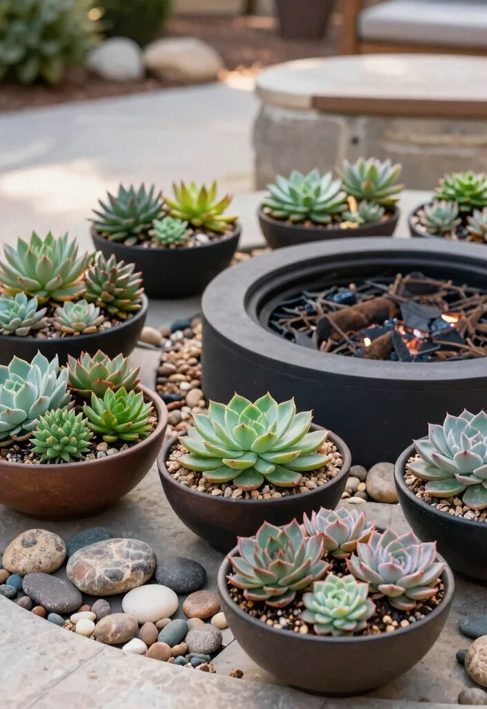 9 Clever Fire Pit Planter Ideas to Upcycle Old Bowls 2. Succulent Paradise 0