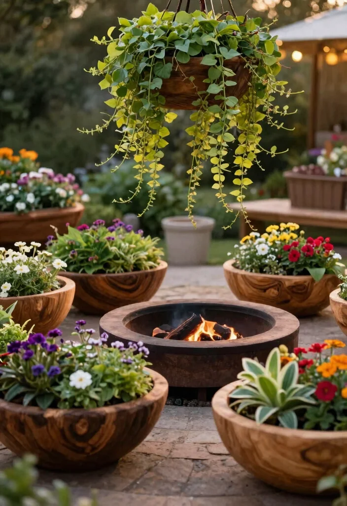 9 Clever Fire Pit Planter Ideas to Upcycle Old Bowls 4. Rustic Wooden Bowl Planters 0