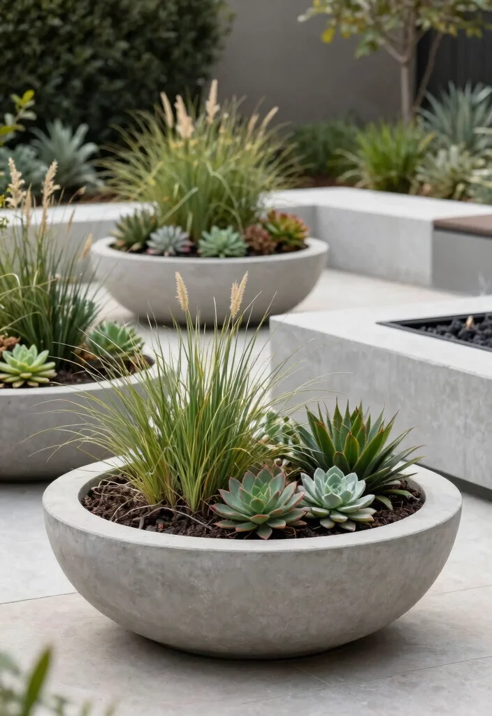 9 Clever Fire Pit Planter Ideas to Upcycle Old Bowls 7. Concrete Bowl Planters 0
