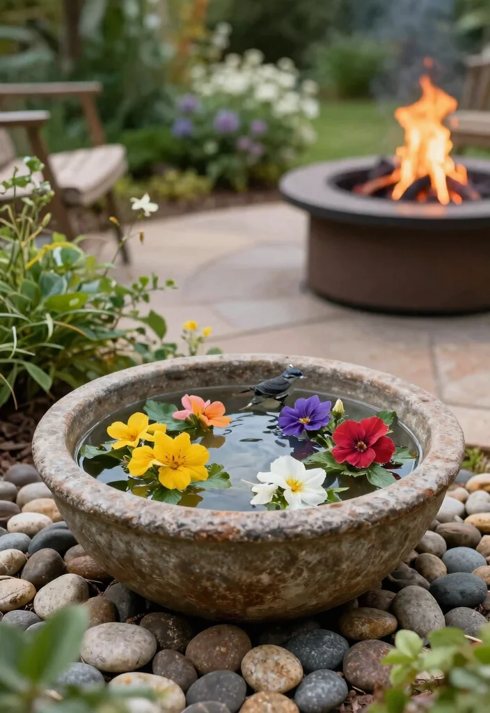9 Clever Fire Pit Planter Ideas to Upcycle Old Bowls 9. Charming Bird Bath Planter 0