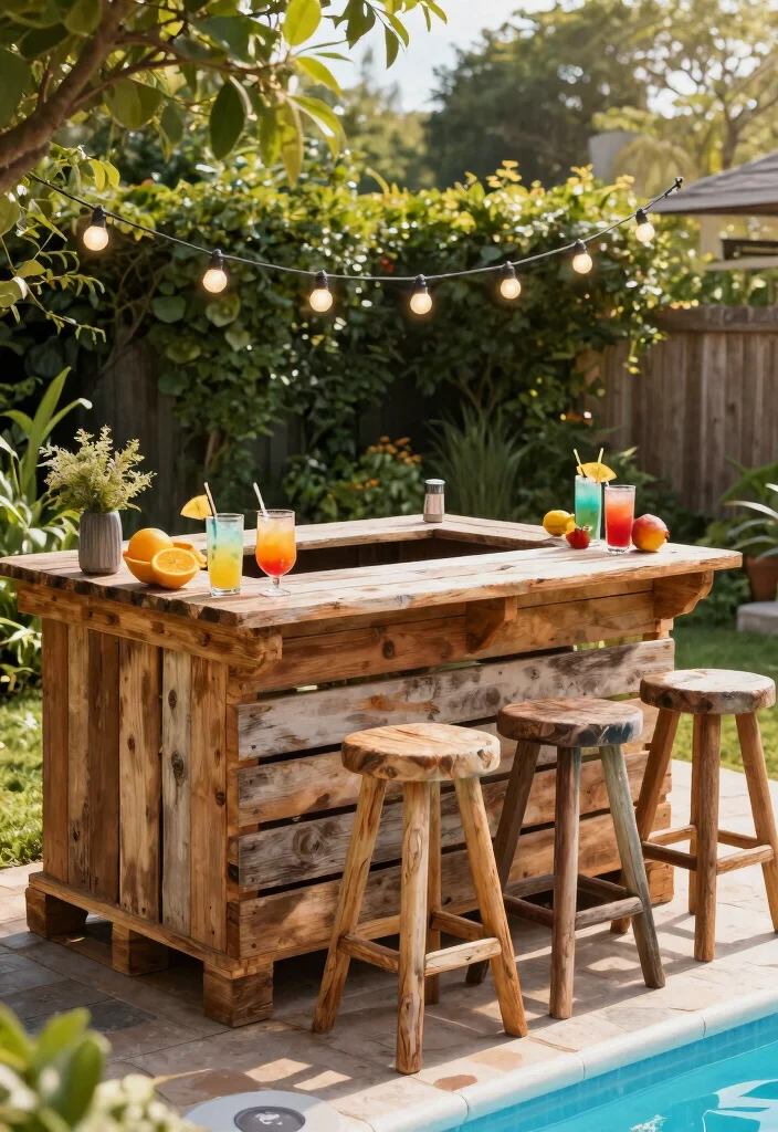 9 Clever Pool Shelf Ideas Above Ground Hold Your Drinks 2. Wooden Pallet Bar 0