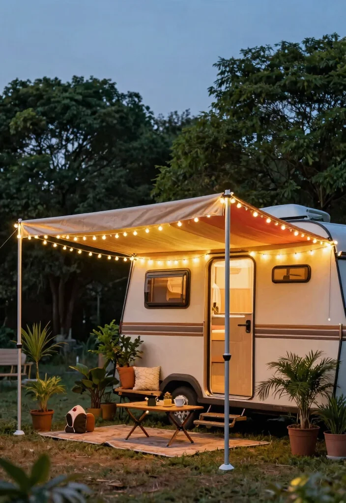 9 Clever Pop Up Camper Awning Ideas for Road Trips 1. DIY Garden Canopy Awning 0