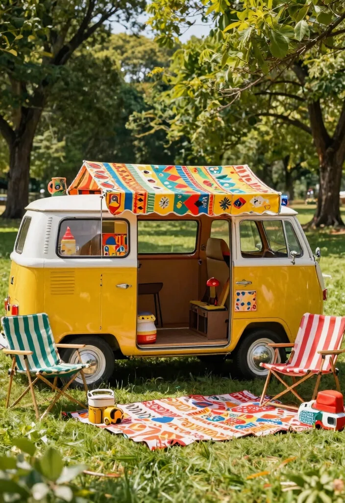 9 Clever Pop Up Camper Awning Ideas for Road Trips 4. Vintage Fabric Awning 0