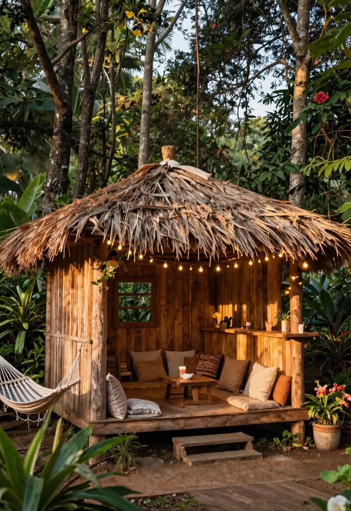 9 Cozy Above Ground Pool Cabana Ideas for Shade 1. Rustic Wooden Retreat 0