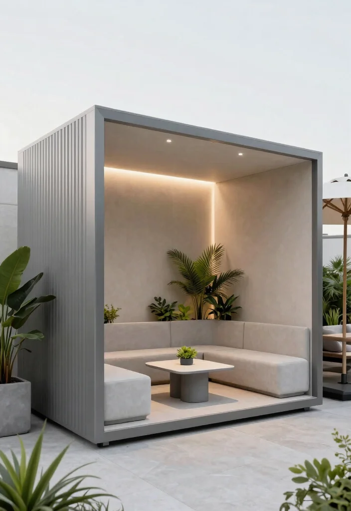 9 Cozy Above Ground Pool Cabana Ideas for Shade 2. Modern Minimalist Marvel 0