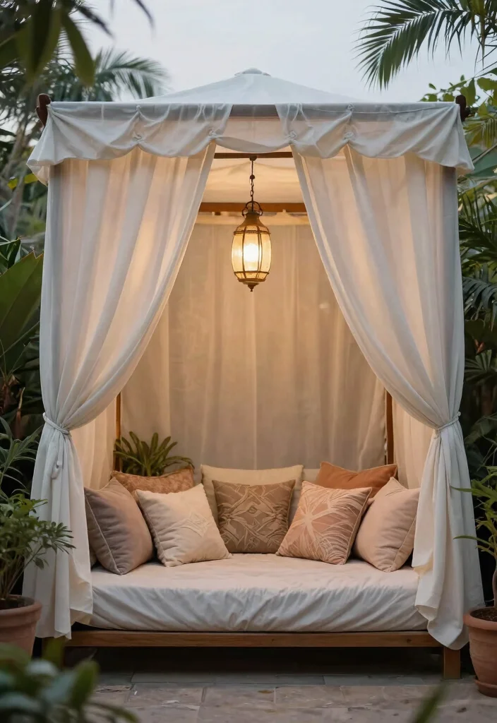 9 Cozy Above Ground Pool Cabana Ideas for Shade 4. Chic Canopy Cabana 0