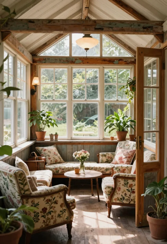 9 Cozy Above Ground Pool Cabana Ideas for Shade 5. Enclosed Vintage Sunroom 0
