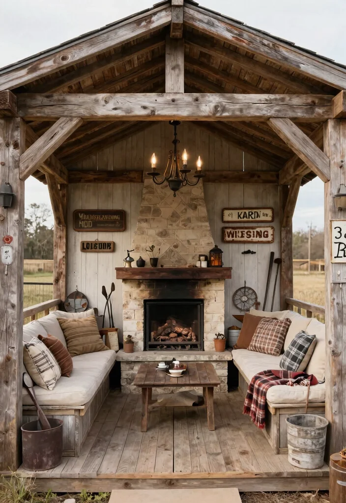 9 Cozy Above Ground Pool Cabana Ideas for Shade 9. Rustic Farmhouse Haven 0