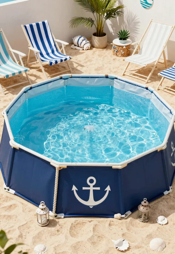 9 Creative Above Ground Pool Coating Ideas to Upgrade 5. Nautical Theme Coating 0
