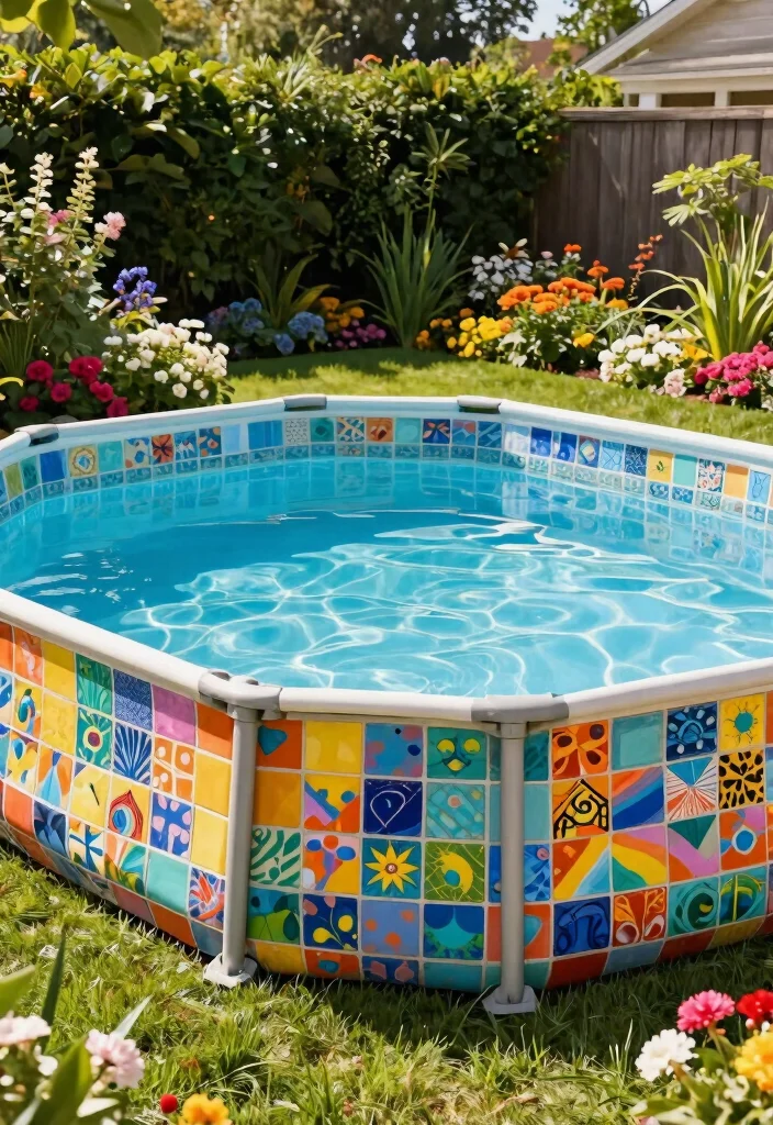9 Creative Above Ground Pool Coating Ideas to Upgrade 9. Personalized Pool Borders 0