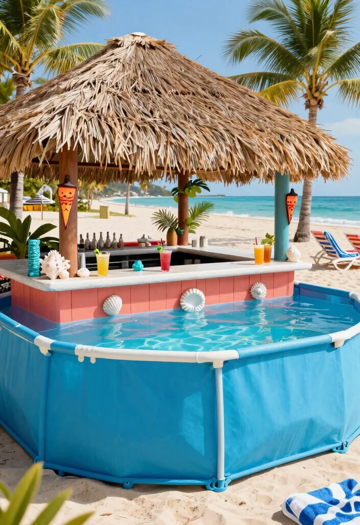 9 DIY Above Ground Pool Bar Top Ideas for Entertaining 2 9 DIY Above Ground Pool Bar Top Ideas for Entertaining 2. Colorful Beach Bar 0