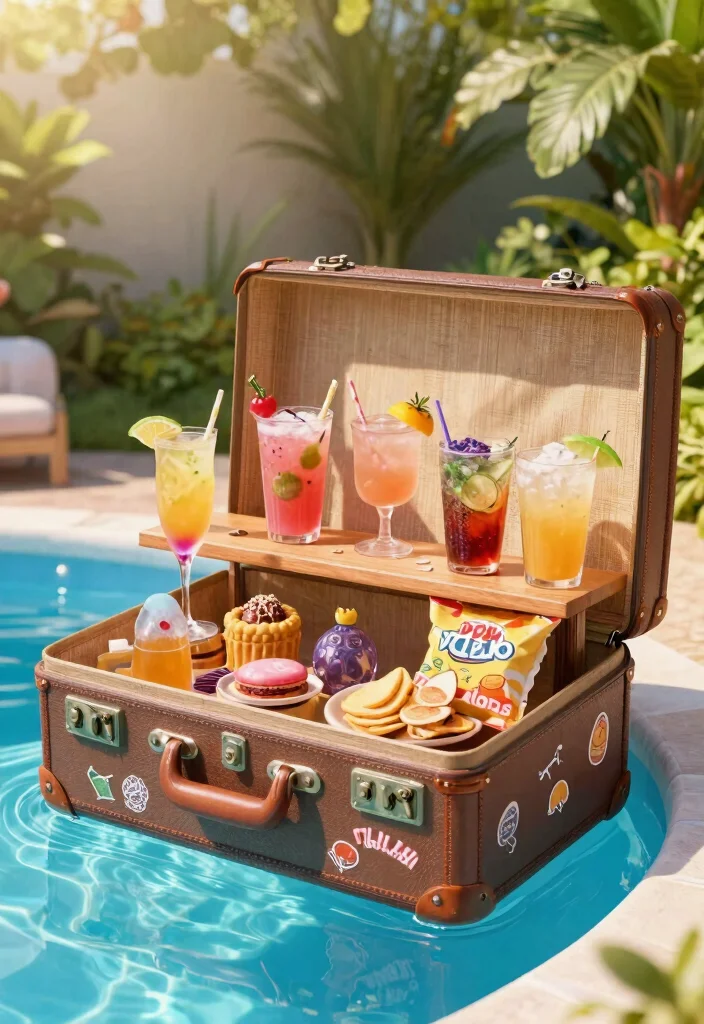 9 DIY Above Ground Pool Bar Top Ideas for Entertaining 4 9 DIY Above Ground Pool Bar Top Ideas for Entertaining 4. Vintage Suitcase Bar 0