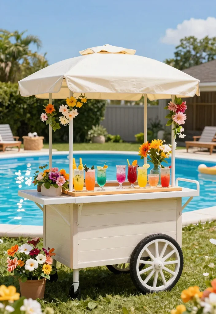 9 DIY Above Ground Pool Bar Top Ideas for Entertaining 9 9 DIY Above Ground Pool Bar Top Ideas for Entertaining 9. DIY Bar Carriage 0