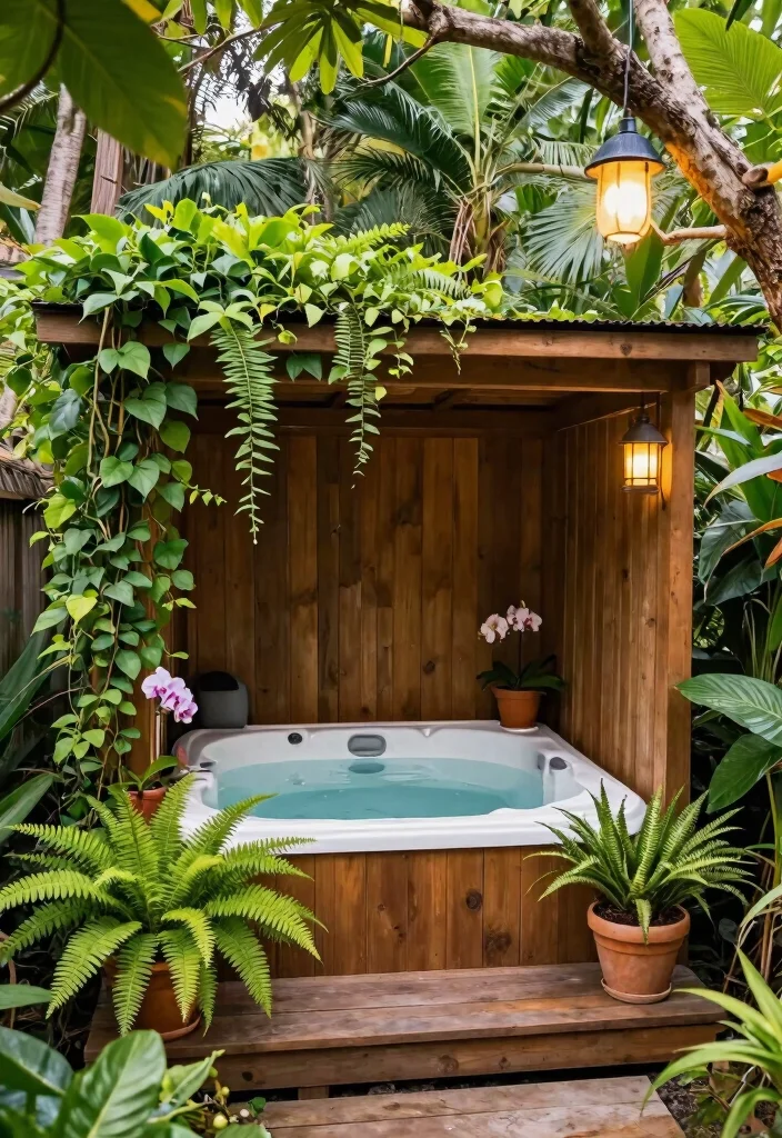 9 Dreamy She Shed Hot Tub Ideas for a Private Spa Retreat 1 9 Dreamy She Shed Hot Tub Ideas for a Private Spa Retreat 1. Greenery Infused Oasis 0