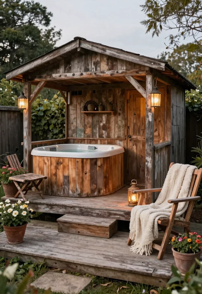9 Dreamy She Shed Hot Tub Ideas for a Private Spa Retreat 2 9 Dreamy She Shed Hot Tub Ideas for a Private Spa Retreat 2. Rustic Charm 0