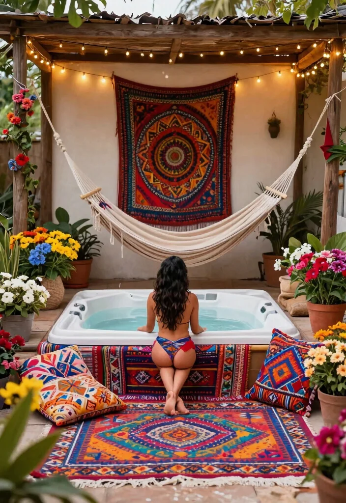 9 Dreamy She Shed Hot Tub Ideas for a Private Spa Retreat 4 9 Dreamy She Shed Hot Tub Ideas for a Private Spa Retreat 4. Bohemian Vibes 0