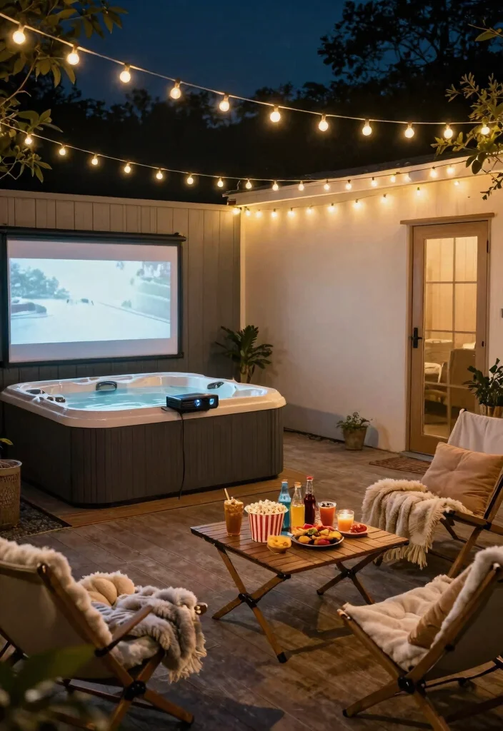 9 Dreamy She Shed Hot Tub Ideas for a Private Spa Retreat 8 9 Dreamy She Shed Hot Tub Ideas for a Private Spa Retreat 8. Outdoor Movie Night 0
