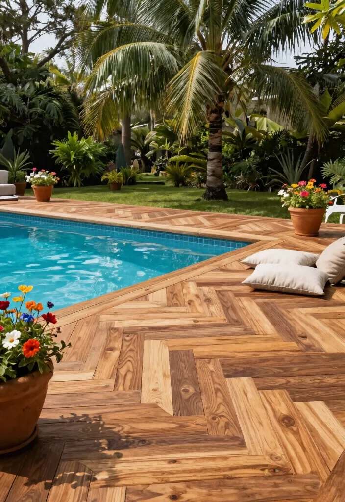 9 Elegant Above Ground Pool Pavers Ideas for a Clean Look 3 9 Elegant Above Ground Pool Pavers Ideas for a Clean Look 3. Natural Wood Pavers 0