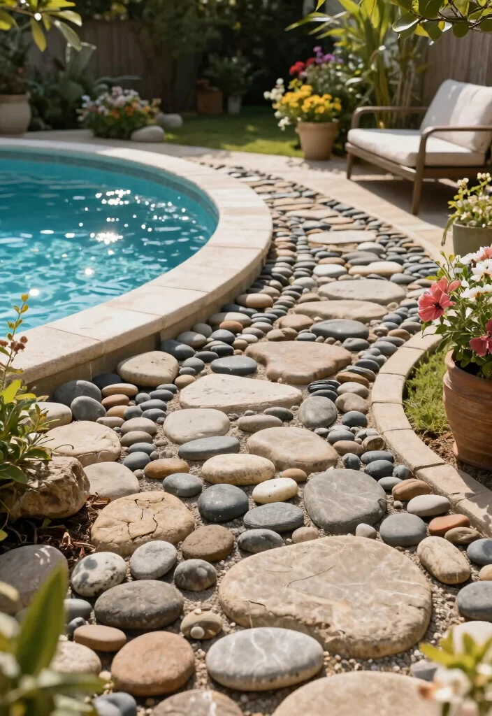 9 Elegant Above Ground Pool Pavers Ideas for a Clean Look 9 9 Elegant Above Ground Pool Pavers Ideas for a Clean Look 9. Decorative Pebble Pathways 0