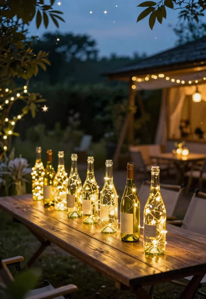 9 Fun Wine Bottle Planter Ideas for Your Outdoor Space 6. Wine Bottle Fairy Lights 0