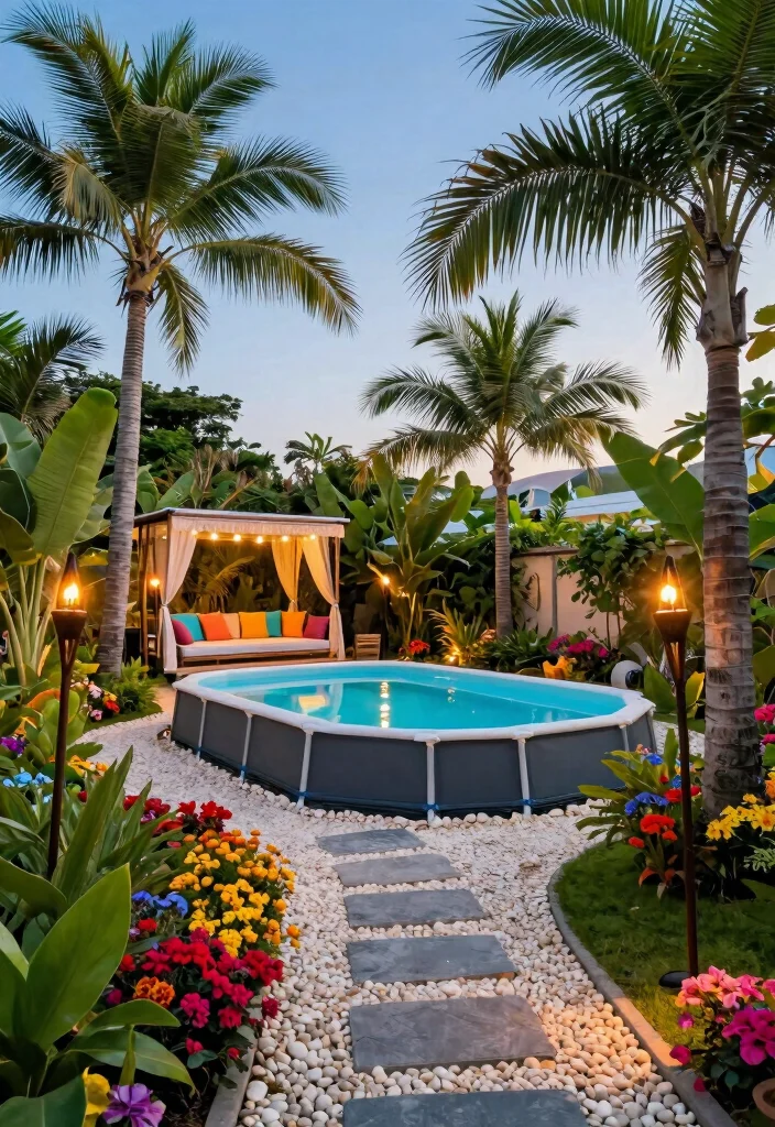 9 Genius Above Ground Pool Concepts for Sloped Yard Solutions 6 9 Genius Above Ground Pool Concepts for Sloped Yard Solutions 6. Tropical Paradise Beachy Vibes in Your Yard 0