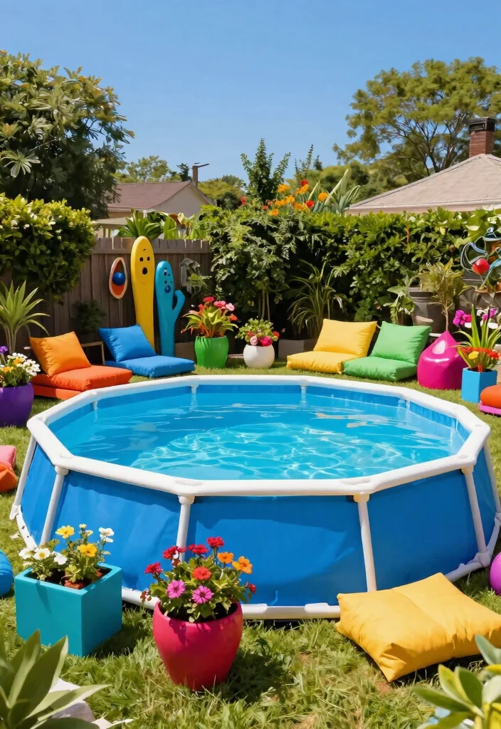 9 Genius Above Ground Pool Concepts for Sloped Yard Solutions 8 9 Genius Above Ground Pool Concepts for Sloped Yard Solutions 8. Color Pop Bright and Fun 0