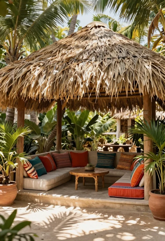 9 Lush Mediterranean Gazebo Ideas Tuscan Style 3. Mediterranean Palapa 0
