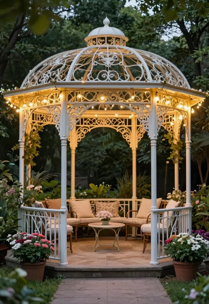9 Lush Mediterranean Gazebo Ideas Tuscan Style 4. Elegant Metal Gazebo 0