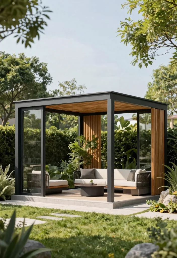 9 Lush Mediterranean Gazebo Ideas Tuscan Style 7. Minimalist Modern Gazebo 0