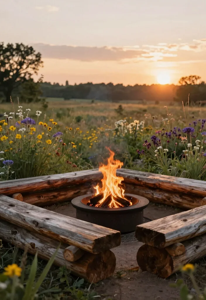 9 Neat Fire Pit Edging Ideas for a Clean Landscape Look 2. Rustic Wood Borders 0