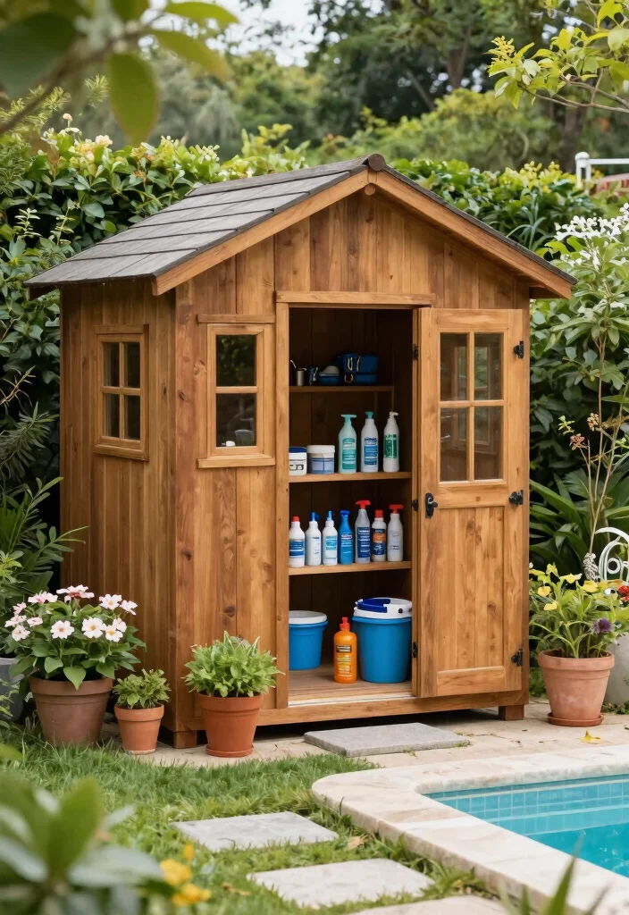 9 Practical Above Ground Pool Filter Ideas Hide the Mess 4. DIY Pool Equipment Shed 0