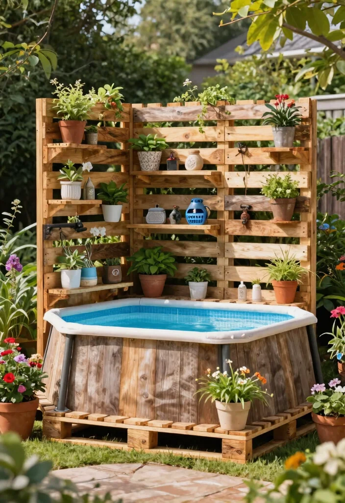 9 Practical Above Ground Pool Filter Ideas Hide the Mess 8. Repurposed Pallet Screen 0