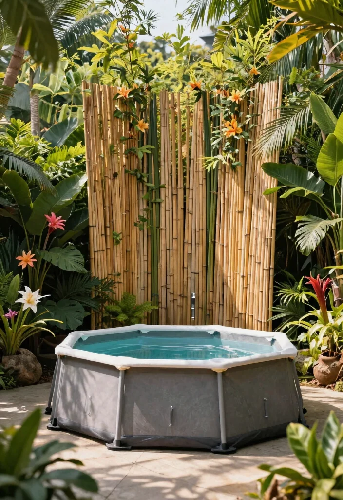 9 Practical Above Ground Pool Filter Ideas Hide the Mess 9. Natural Bamboo Screen 0