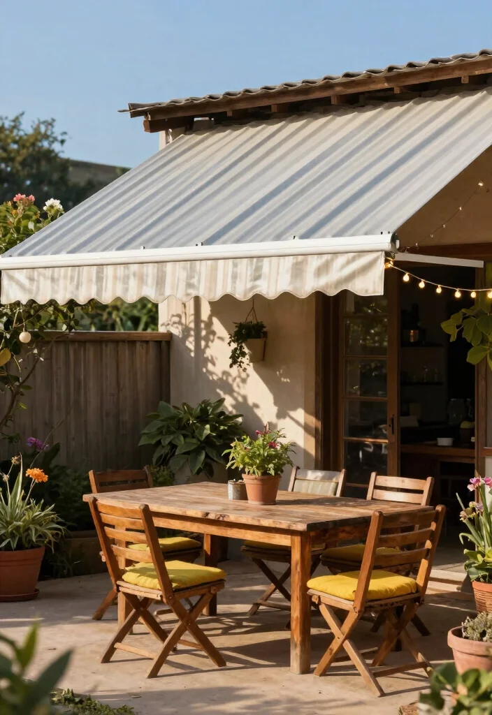 9 Rustic Corrugated Awning Ideas for Farmhouse Patios 1 9 Rustic Corrugated Awning Ideas for Farmhouse Patios 1. Classic Corrugated Metal Awning 0