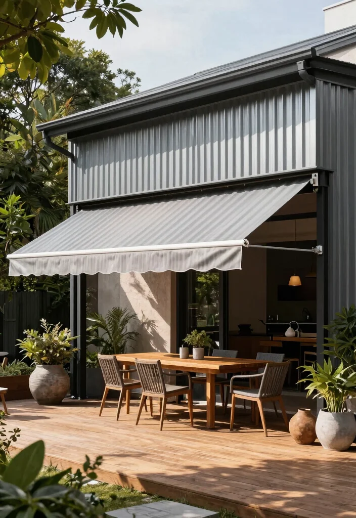 9 Rustic Corrugated Awning Ideas for Farmhouse Patios 5 9 Rustic Corrugated Awning Ideas for Farmhouse Patios 5. Multi Level Awning Design 0