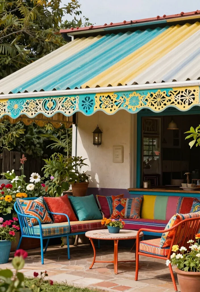 9 Rustic Corrugated Awning Ideas for Farmhouse Patios 8 9 Rustic Corrugated Awning Ideas for Farmhouse Patios 8. Decorative Corrugated Awning 0