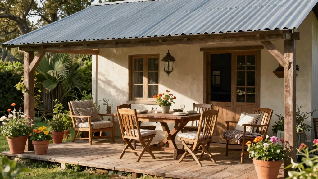 9 Rustic Corrugated Awning Ideas for Farmhouse Patios