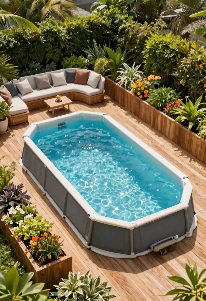 9 Sleek Above Ground Lap Pool Ideas for Narrow Backyards 2. Floating Deck Perfection 0